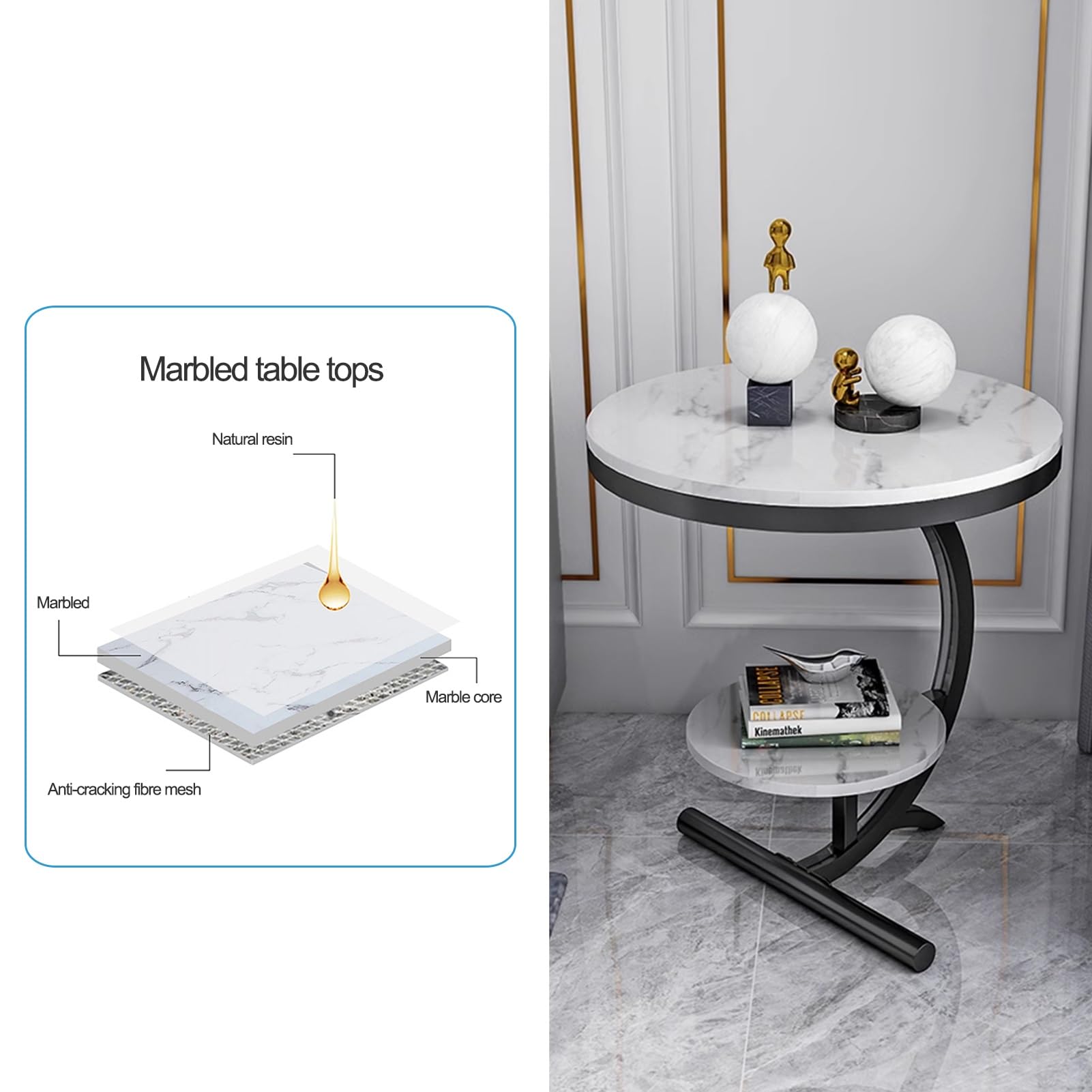 Amazon｜大理石サイドテーブルラウンド、小さなアクセント